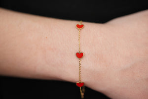 14k Red Heart Bracelet