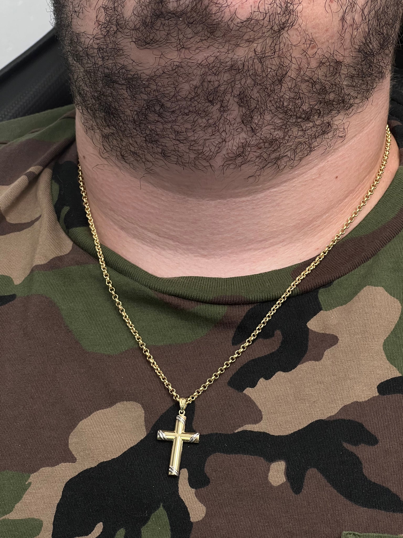 14K Set Rolo Chain with Cross Pendant