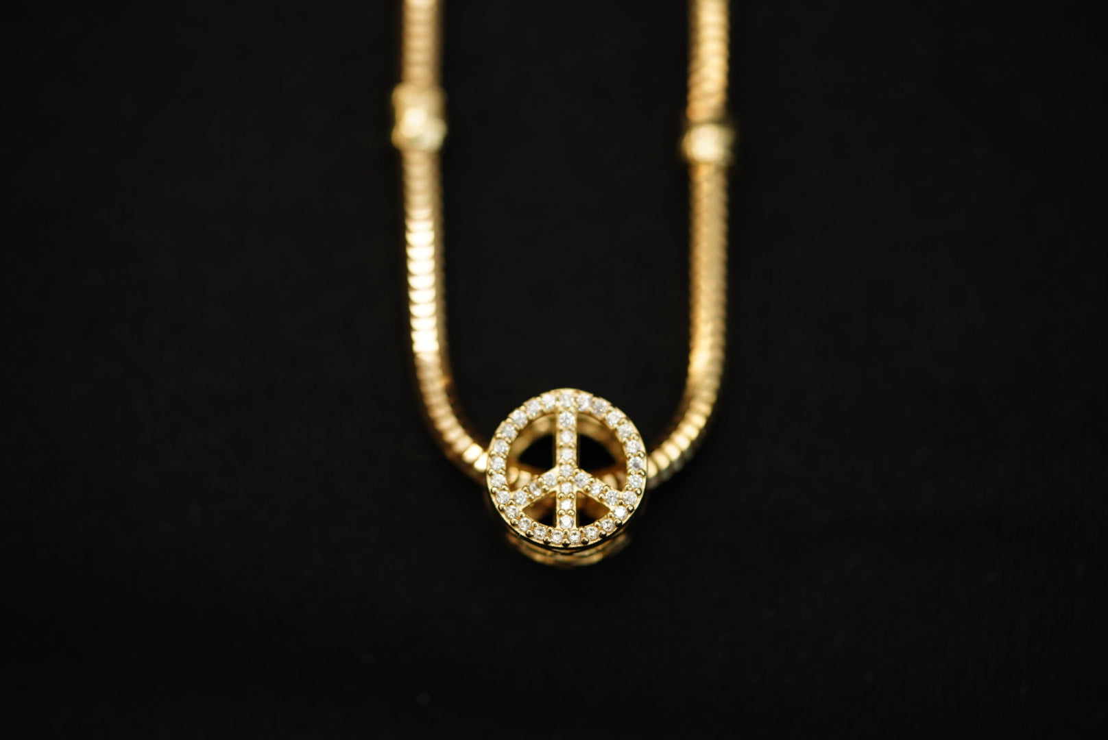 14k Peace Symbol with Crystals Charm