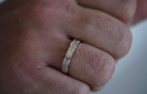 14k trío de anillos con diseño con piedras - Italy Gold