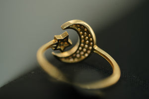 14k Moon and Star Ring
