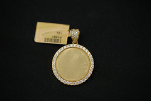 14KT Circle With Crystal Edge Pendant