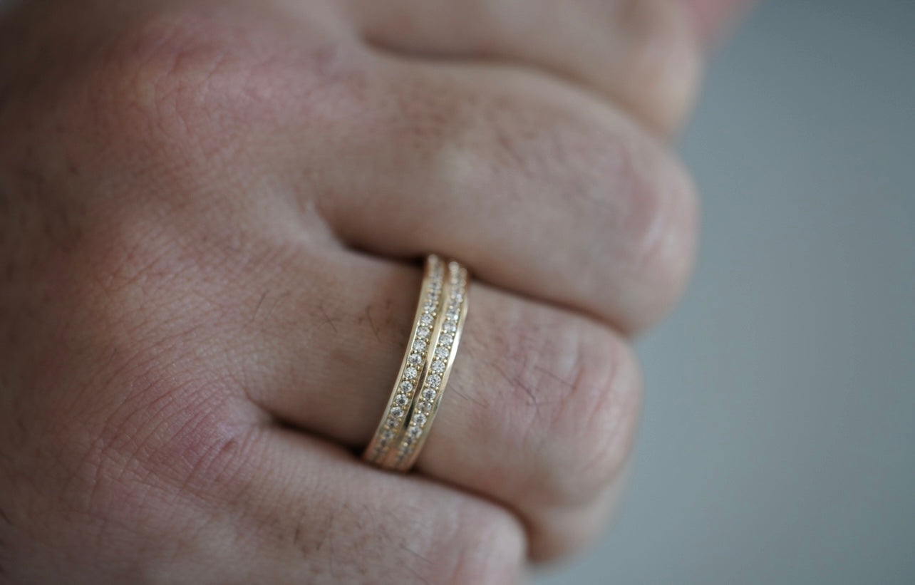 14k TrÃ­o de anillos completo de piedras - Italy Gold