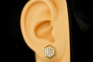 14k Polygon with Crystal Earring