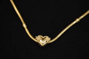 14KT Crystal Heart Wings  Charm