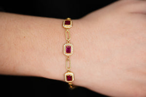 14k Infinity Rectangular Pink Crystal Bracelet