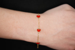 14k Red Heart Bracelet