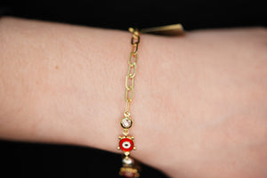 14k Red Eye Turtle Bracelet