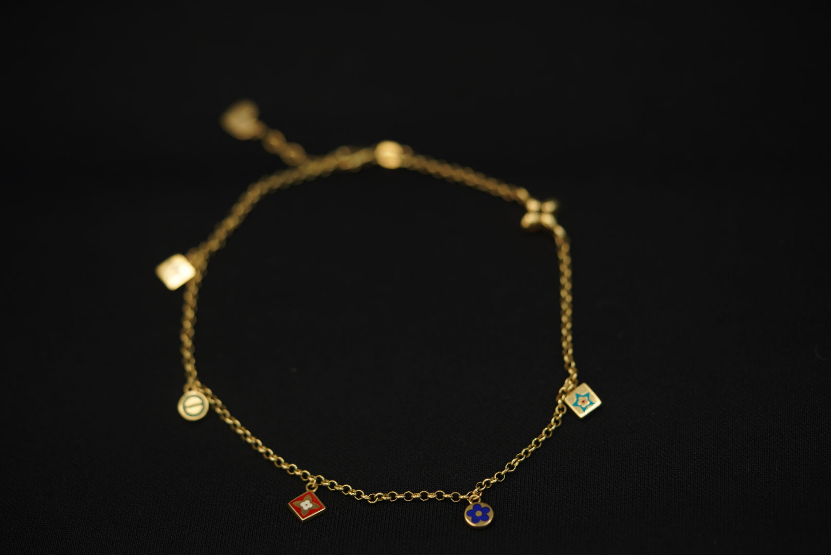 14KT Anklet with Colorful Charms