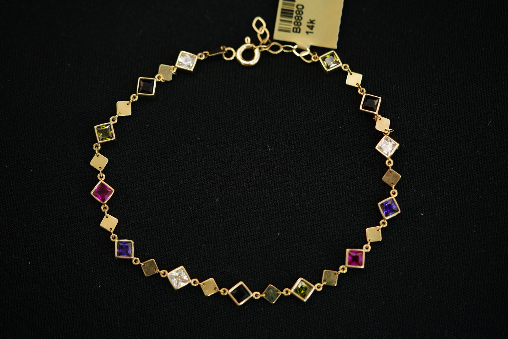 14k Colorful Crystals Rhombus Bracelet