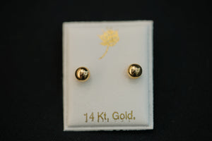 14k Small Golden Ball Earring