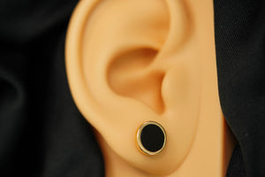 14k Black Circle Earring