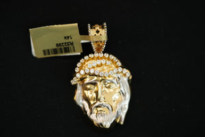 14k Three Gold Jesus Face Pendant