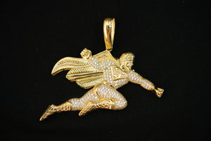 14k Super-Man Gold with Crystals Pendant