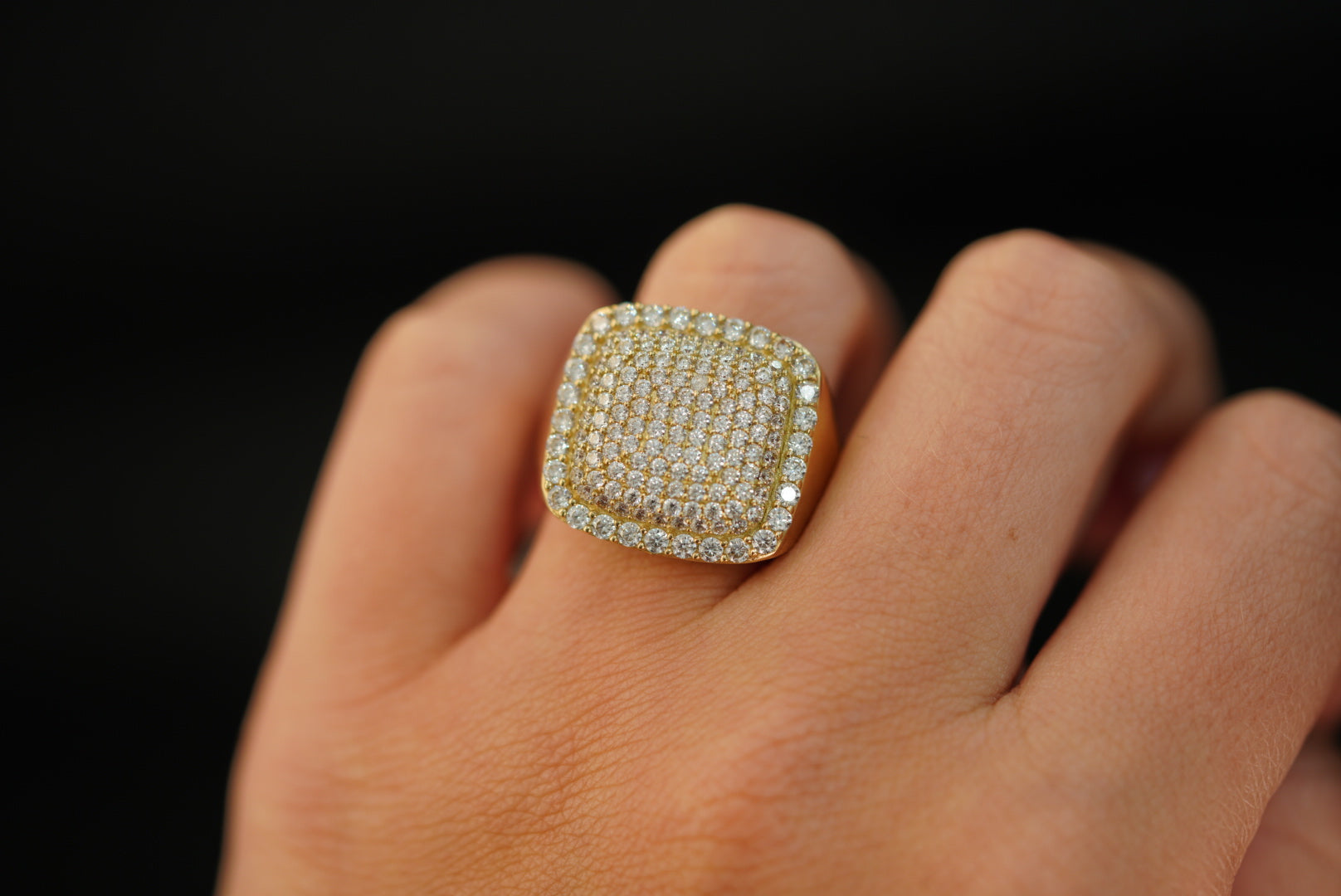 10k Rectangular Crystals Ring