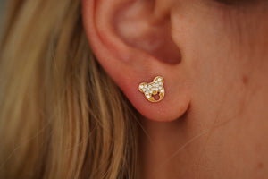 14KT Crystal Bear Earring