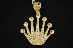 10k King Crown with Crystals Pendant