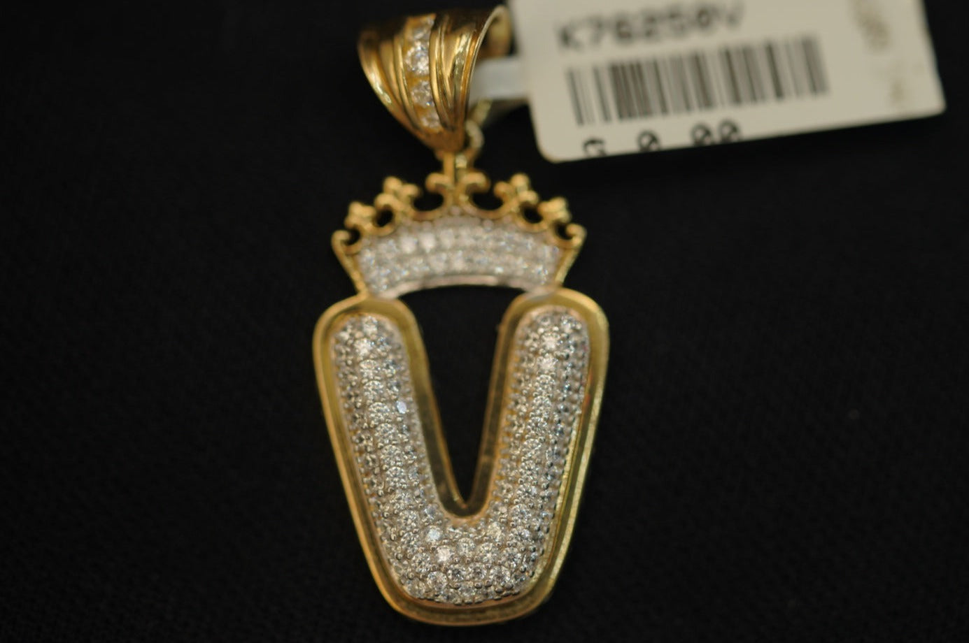 10KT Crystal Initial With Crown Pendant