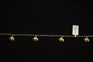 14k Rolo with Dangling Elephant Charms Bracelet