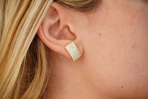 14KT Rectangular Crystal Earring