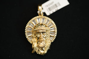 14k Jesus Face with Halo Pendant