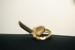 14k Heart with Crystals ring