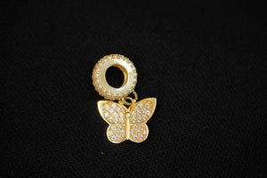 14k Crystal Butterfly Charm