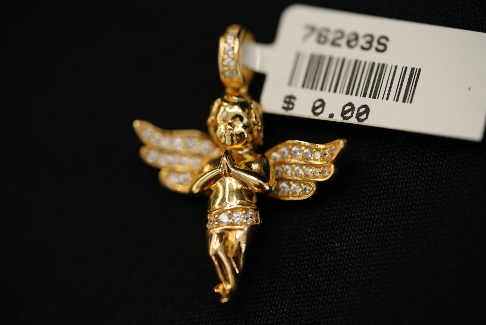 14k Crystals Angel Pendant