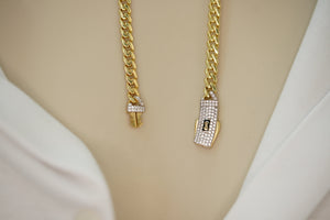 10k Cuban Link with Crystals Box Closure Chain