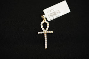 14k Egyptian Cross with Crystals Pendant