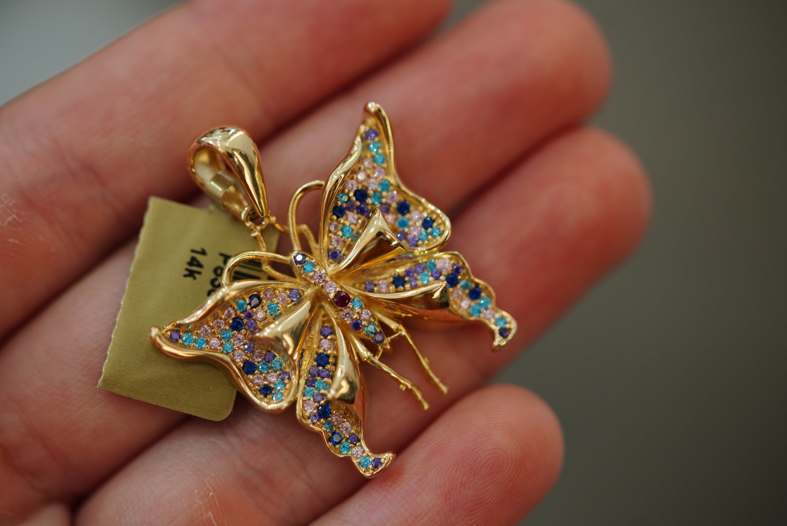 14k Colorful Butterfly Pendant