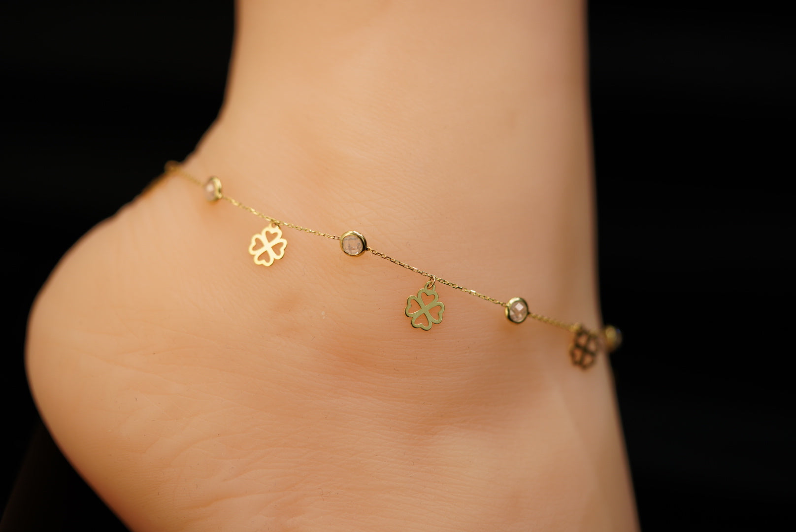 10k Charms with Crystal Ankle