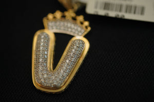 10k Crystal Initial With Crown Pendant