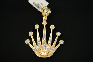 10k King Crown with Crystals Pendant