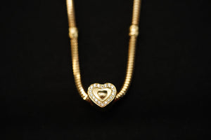 14k Heart Outlined with Crystals Charm