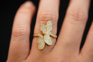 14k Two Glowing Butterfly Ring