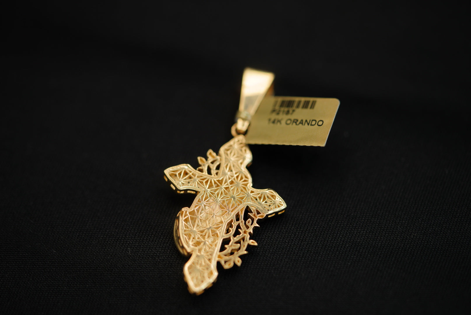 14KT Cross with Praying Hands Pendant