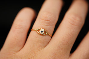 14k Evil Blue Eye Ring