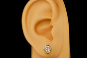 14k Hamsa Hand with Crystals Earring
