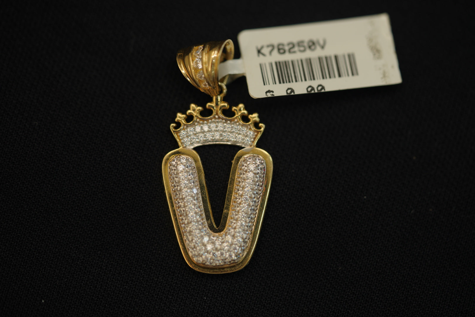 10KT Crystal Initial With Crown Pendant