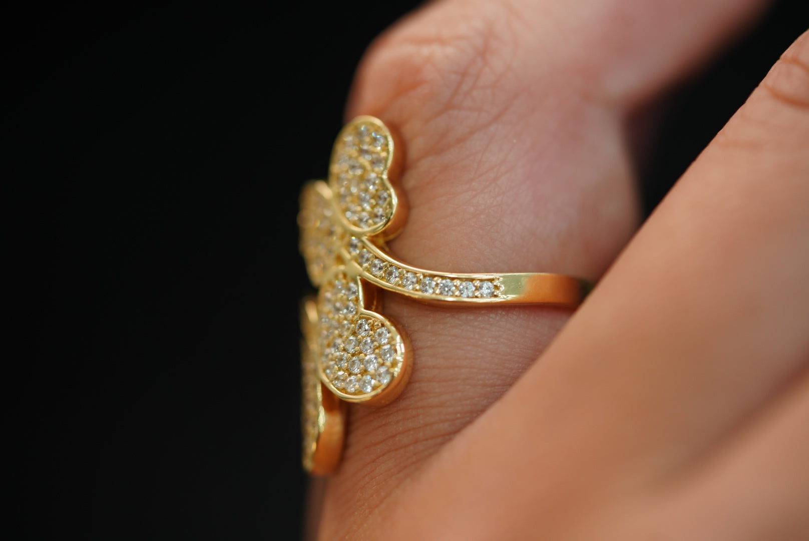 14k Two Glowing Butterfly Ring