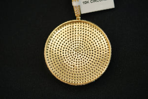 10k Dollar Sign with Crystals in Circle Shape Pendant