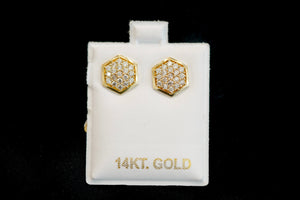 14k Polygon with Crystal Earring