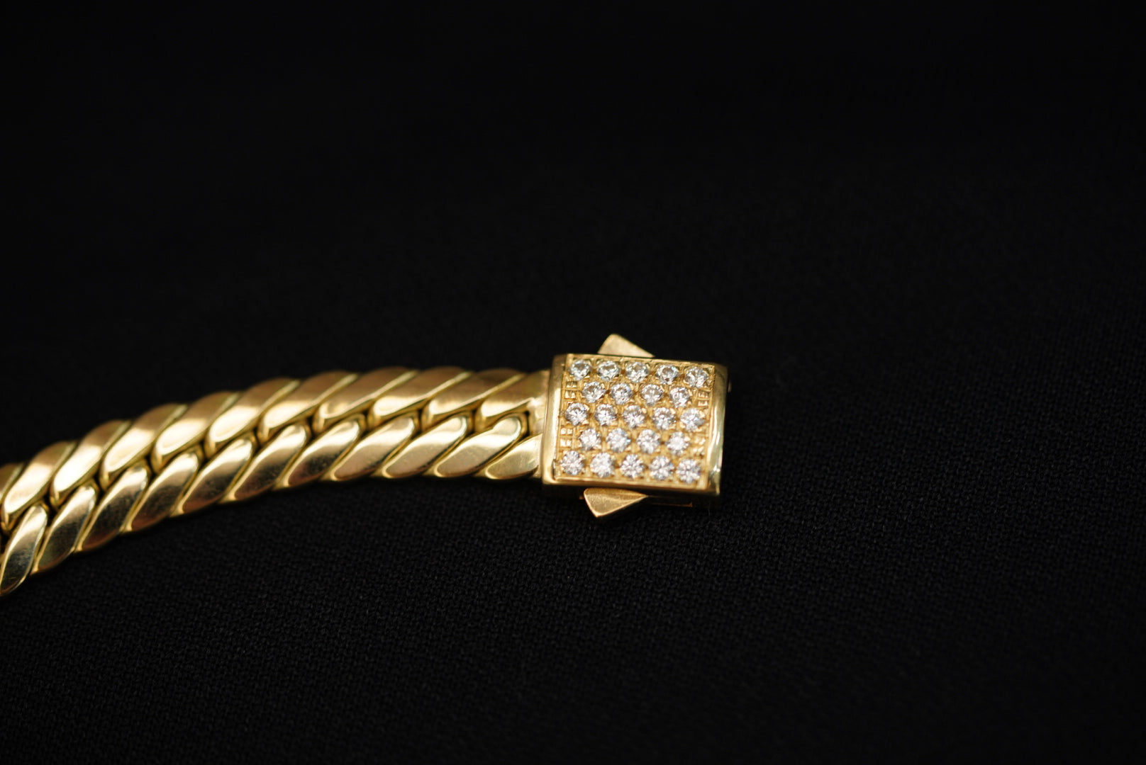 14KT Cuban Link Bracelet with Crystal Clasp