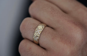 10k trÃ­o de anillo con union de x en piedras - Italy Gold